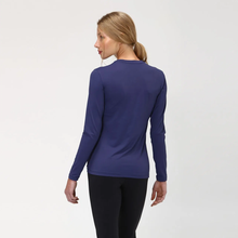 Laad de afbeelding in de Gallery-viewer, Model Back: Uv Line Rash Guard Longsleeve Uvpro Fem Navy Blue Upf50+