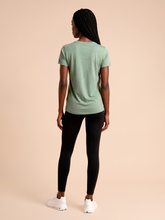 Laad de afbeelding in de Gallery-viewer, Model Back: Uv Line Rash Guard T-Shirt Fem New Fit Mix Green Upf50+