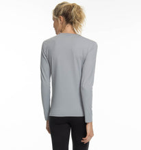 Laad de afbeelding in de Gallery-viewer, Model Back: Uv Line Rash Guard Longsleeve Uvpro Fem Grey Upf50+