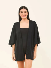 Laad de afbeelding in de Gallery-viewer, Gallery: Uv Line Kaftans / Cover Ups Kimono Color Black Upf50+