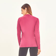 Laad de afbeelding in de Gallery-viewer, Model Back: Uv Line Rash Guard Longsleeve Sport Fit Fuchsia Upf50+