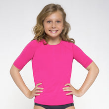 Laad de afbeelding in de Gallery-viewer, Gallery: Uv Line Rash Guard Camiseta Kids Uvpro Mc Pink Upf50+
