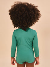Laad de afbeelding in de Gallery-viewer, Model Back: Uv Line Baby Swimwear Baby Longsleeve Swimsuit Deep Sea Upf50+
