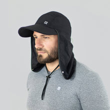 Laad de afbeelding in de Gallery-viewer, Model Front: Uv Line Flap Hat Neck Cap Africa 2021 Masc Black Upf50+
