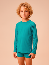 Laad de afbeelding in de Gallery-viewer, Gallery: Uv Line Rash Guard Longsleeve Uvpro Kids Green Sea Upf50+
