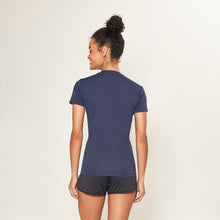 Laad de afbeelding in de Gallery-viewer, Model Back: Uv Line Fitness Top Sport Fit Fem Marinho Upf50+
