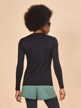 Laad de afbeelding in de Gallery-viewer, Model Back: Uv Line Rash Guard Longsleeve Fem Skin Infratherm Preto Upf50+
