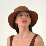 Laad de afbeelding in de Gallery-viewer, Product Front: Uv Line Bucket Hat Hat California Fem Cognac Upf50+
