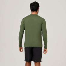 Laad de afbeelding in de Gallery-viewer, Model Back: Uv Line Rash Guard Longsleeve Uvpro Green Militar Upf50+
