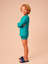 Laad de afbeelding in de Gallery-viewer, Image 03: Uv Line Rash Guard Longsleeve Uvpro Kids Green Sea Upf50+
