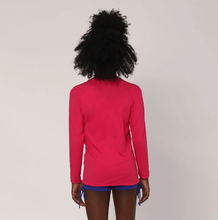 Laad de afbeelding in de Gallery-viewer, Model Back: Uv Line Rash Guard Longsleeve Uvpro Kids Pink Upf50+
