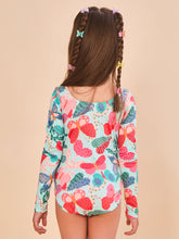 Laad de afbeelding in de Gallery-viewer, Model Back: Uv Line Girl's One-Piece Swimsuit Girl Borboletinha Upf50+

