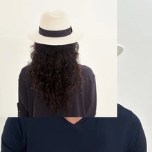Laad de afbeelding in de Gallery-viewer, Model Back: Uv Line Panama Hat Hat Shanghai Imp Uni White Black Upf50+
