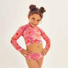 Laad de afbeelding in de Gallery-viewer, Model Front: Uv Line Girl's Two-Piece Bikini Girl Solar Rose
