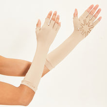Laad de afbeelding in de Gallery-viewer, Lange Handschoen Chocolade UPF50+
