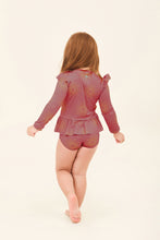 Laad de afbeelding in de Gallery-viewer, Model Back: Uv Line Baby Swimwear Baby Shine Malva Up50+
