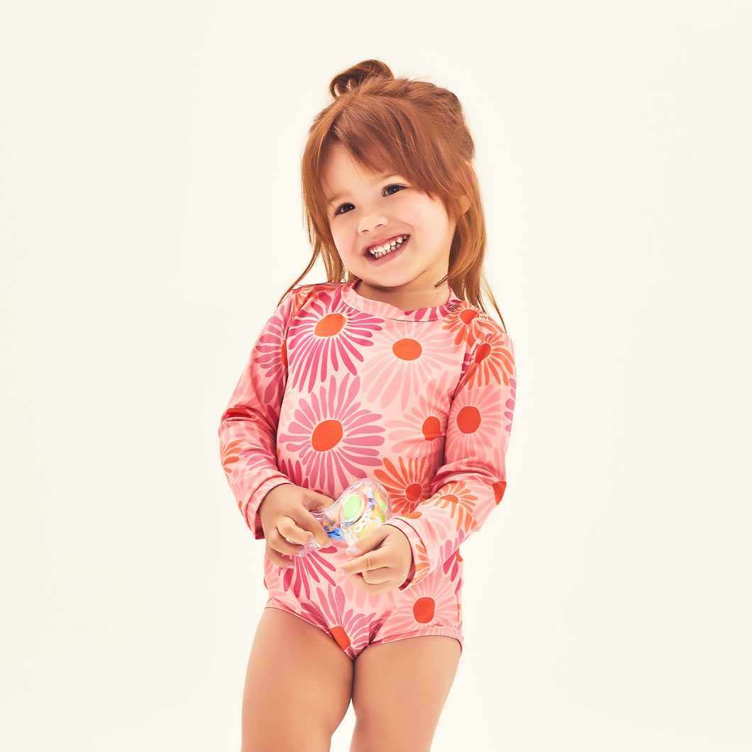 Model Front: Uv Line Baby Swimwear Baby Solar Rose Upf50+