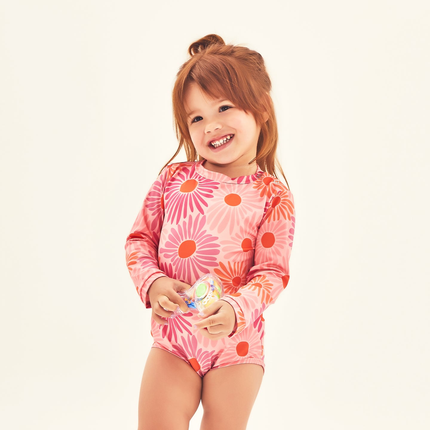 Model Front: Uv Line Baby Swimwear Baby Solar Rose Upf50+