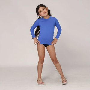 Model Front: Uv Line Rash Guard Camiseta Kids Uvpro Ml Azul Bic Upf50+