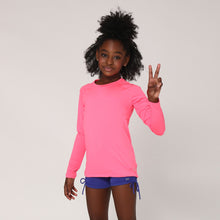 Laad de afbeelding in de Gallery-viewer, Model Front: Uv Line Rash Guard Camiseta Uvlight Pink Fluor Spf50+
