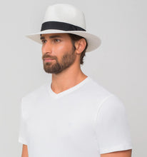 Laad de afbeelding in de Gallery-viewer, Model Back: Uv Line Panama Hat Chapeu Shanghai Imp Uni Branco/Preto
