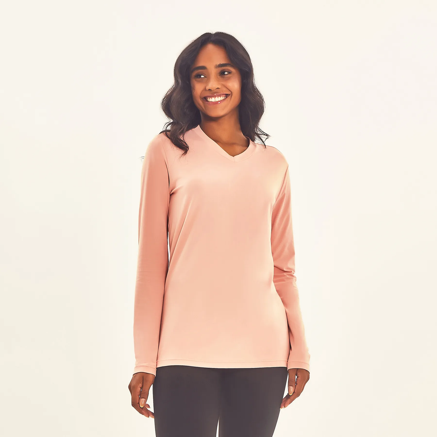 Model Front: Uv Line Rash Guard Longsleeve Sport Fit Solar Rose Upf50+