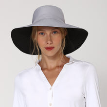 Laad de afbeelding in de Gallery-viewer, Model Front: Uv Line Floppy Hat San Diego Cinza Preto Upf50+

