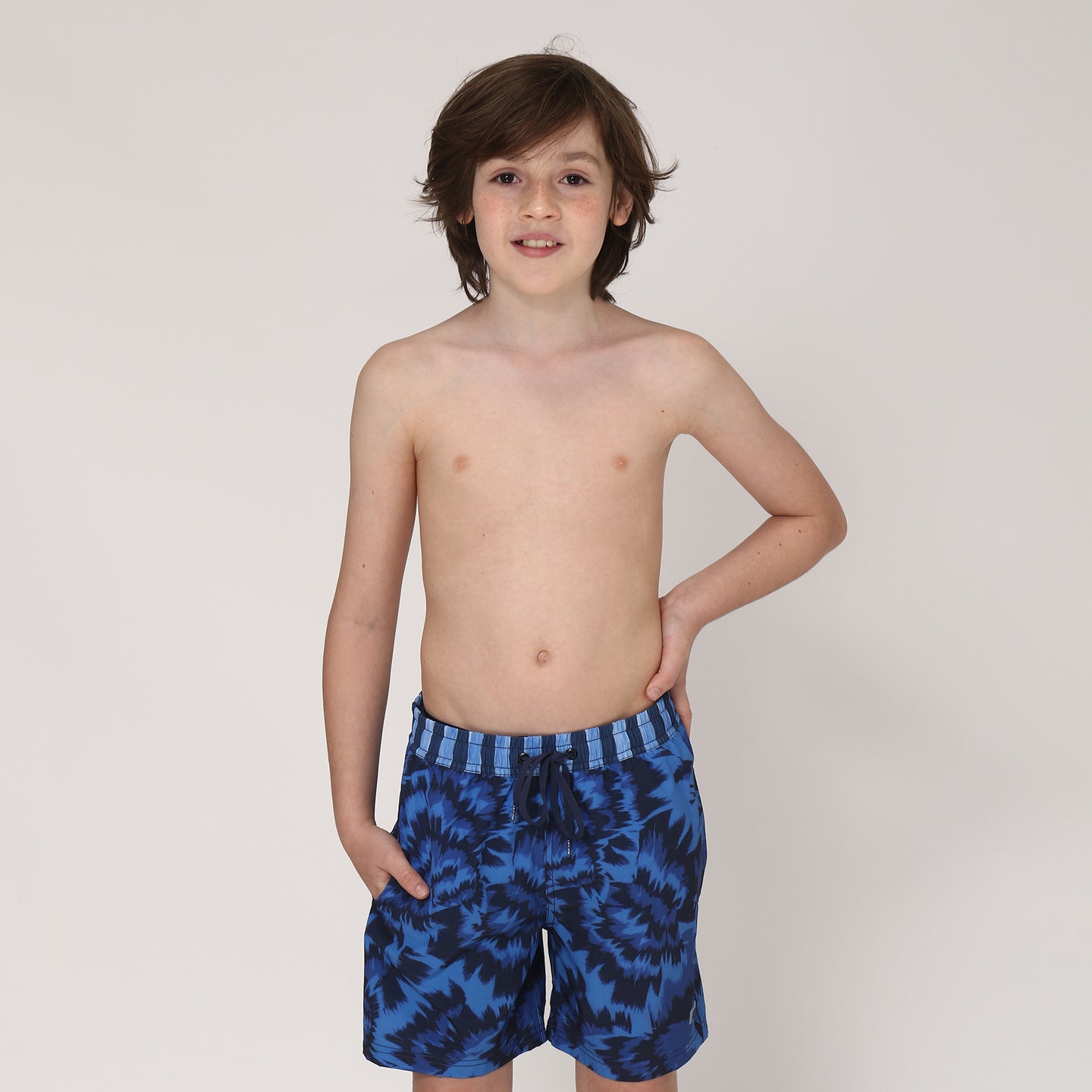 Model Front: Uv Line Boy's Swimwear Short Acqua Oceano Inf Upf50+