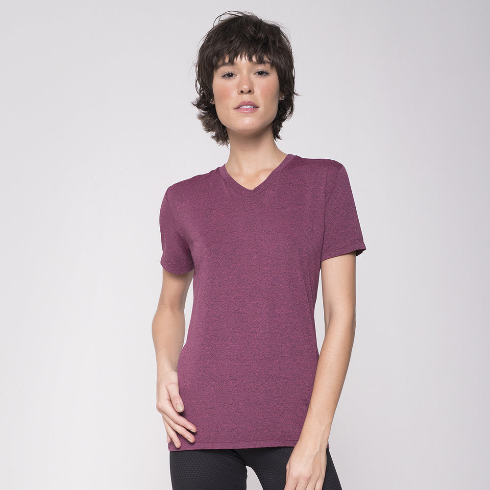 Model Front: Uv Line Fitness Top Sport Fit Mescla Rosa