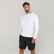 Laad de afbeelding in de Gallery-viewer, Model Front: Uv Line Fitness Top Sport Fit Ml Branco Msc
