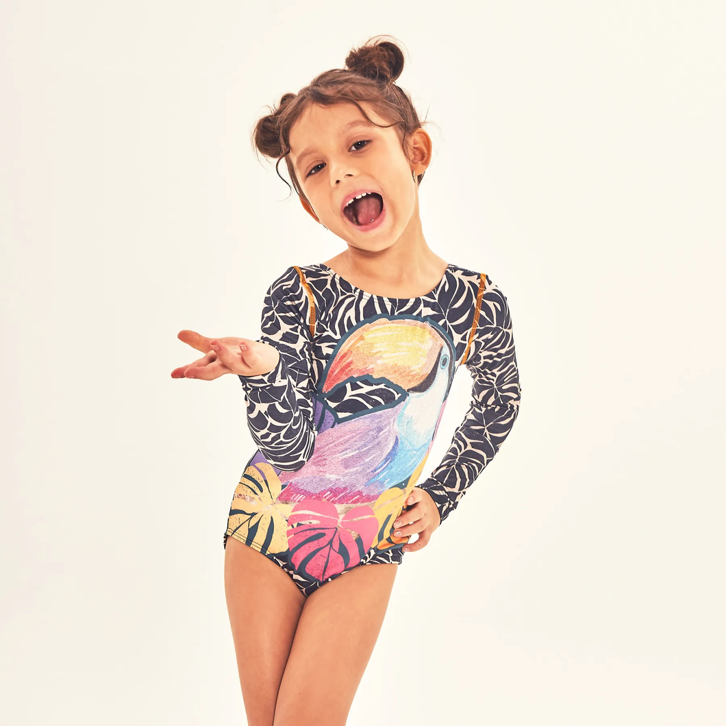 Model Front: Uv Line Girl's One-Piece Swimsuit Girl Tucano Upf50+