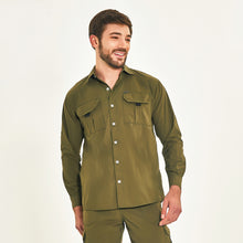 Laad de afbeelding in de Gallery-viewer, Model Front: Uv Line Fitness Top Tenerife Verde Militar Upf50+
