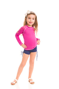 Kids FPU50+ Uv Colors T-Shirt Lange Mouwen Shock Roze Uv